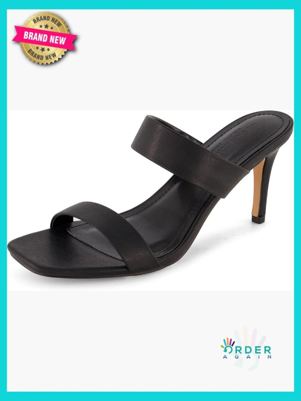 Chic Square Toe Slide Sandals with Memory Foam Cushioning - Kitten Heel Dress
